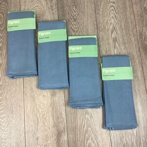 Vintage‎ Waffle Kitchen Towels (4 Pack), Blue/Grey Color - 18" x 28" Figmint NEW